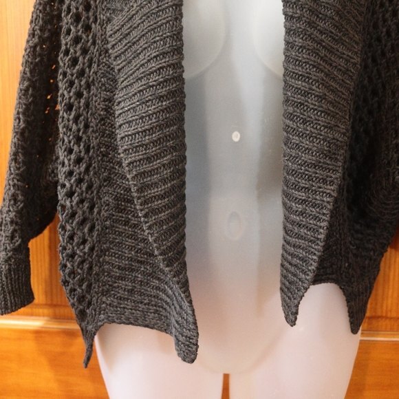 Theory Black Doleman Chunky Knit Open Cardigan Sweater Small Oversized - Picture 3 of 12